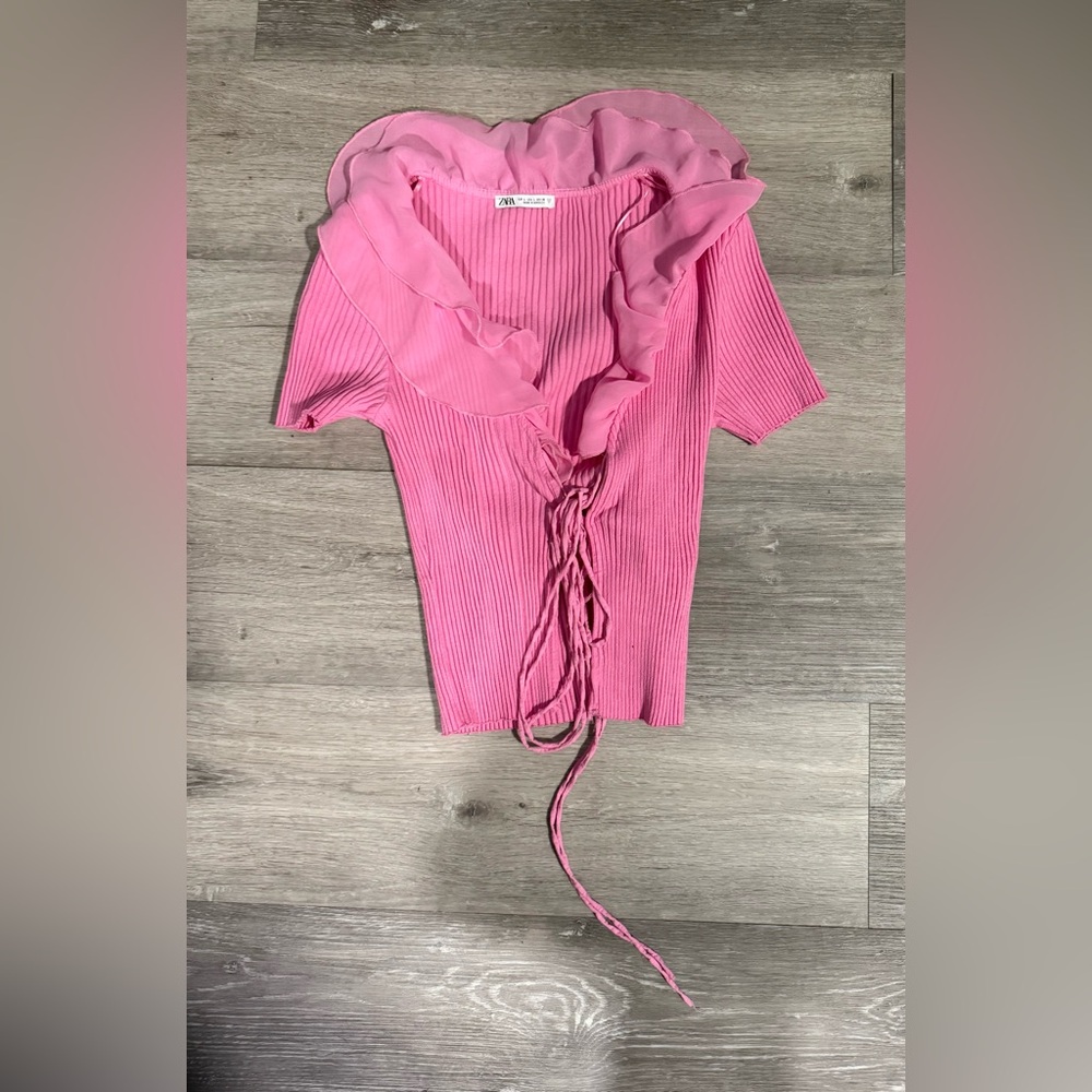 Zara Vibrant Pink Pleated Blouse